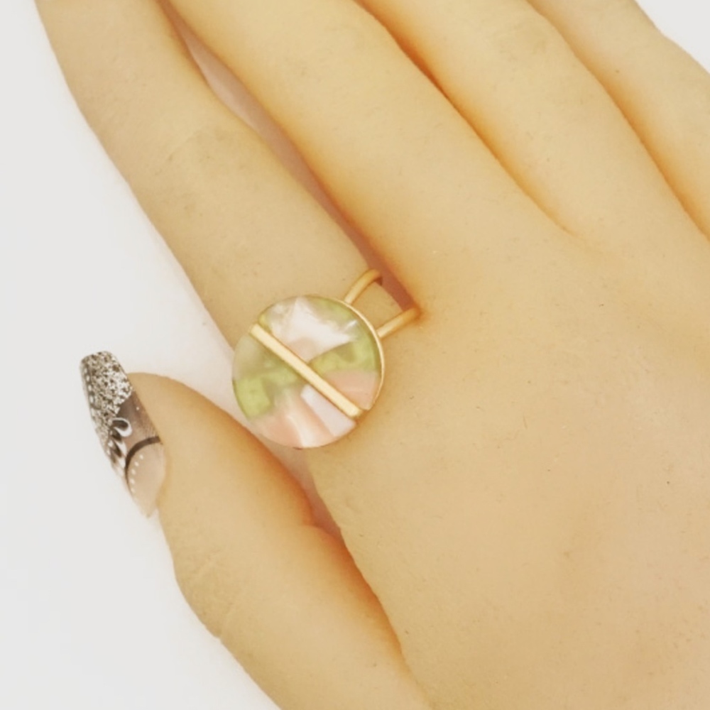 ✅JUST IN➡️Acetate Marled Adjustable Ring